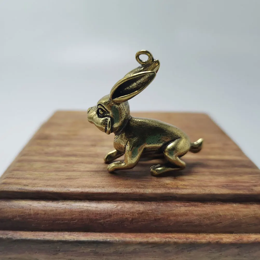 

4 Pcs Brass Rabbit Charms Keychain Accessories Hanging Bunny naments Compact Size Zodiac Rabbit Shape DIY
