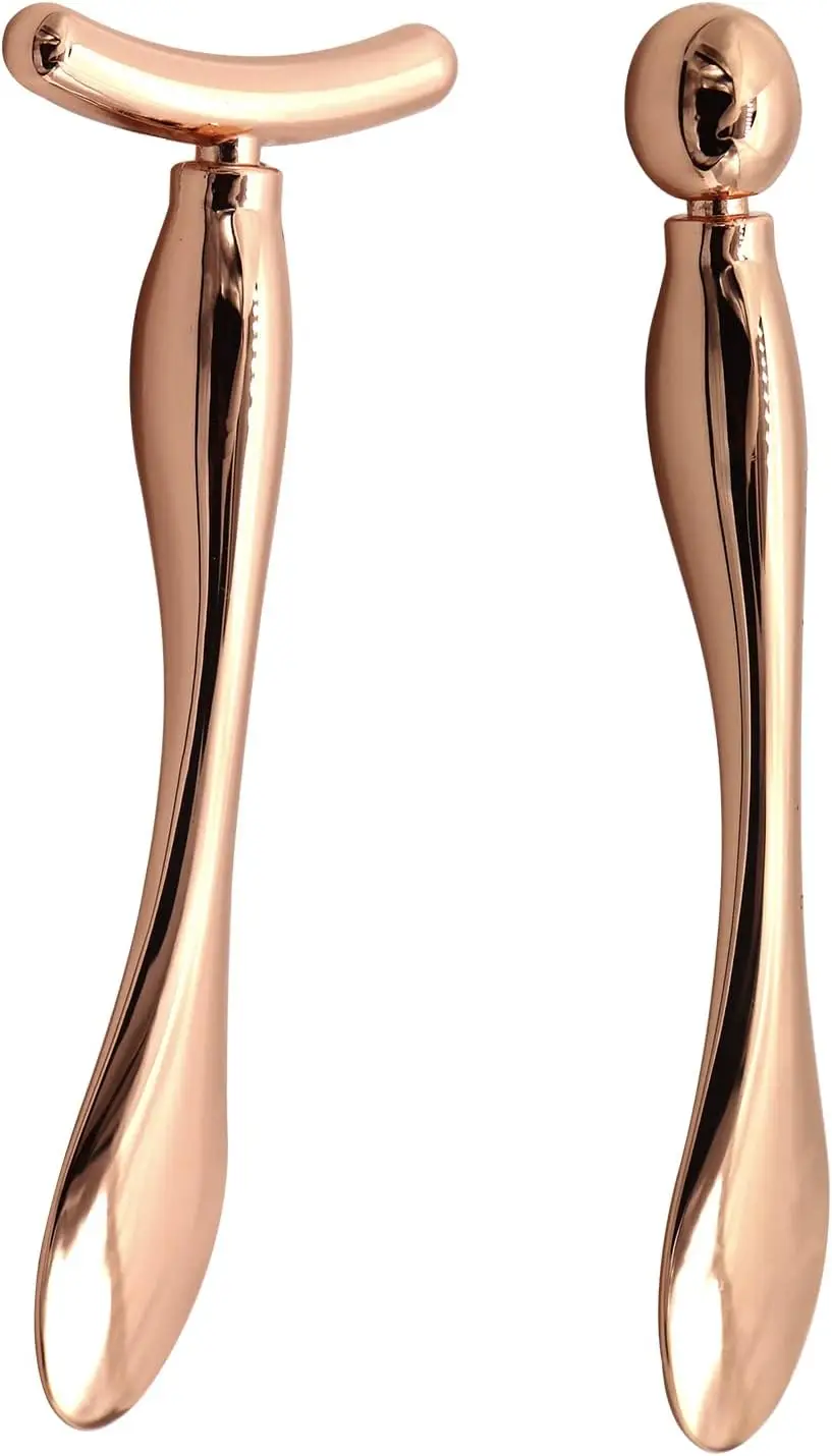 

Массажер-аппликатор для крема вокруг глаз из металла, 2 шт., для уменьшения отеков и морщин, розовое золото, для ухода за кожей