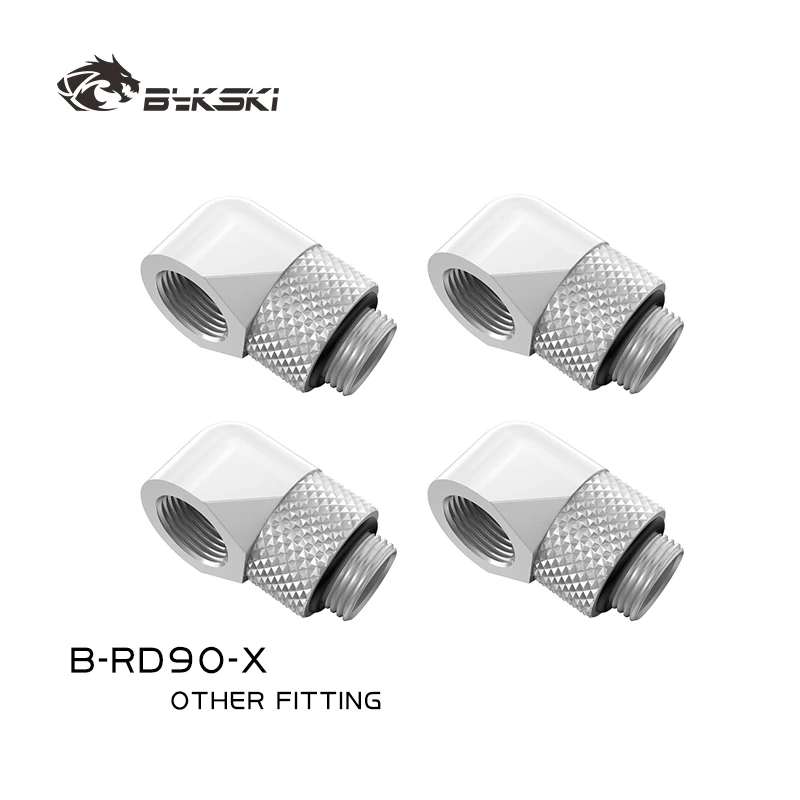 BYKSKI 4/6/8 szt. Adaptery obrotowe 90 stopni, obrotowe o 90 stopni złącza do chłodzenia wodnego, gwint G1/4'' B-RD90-X — zdjęcie produktu 5