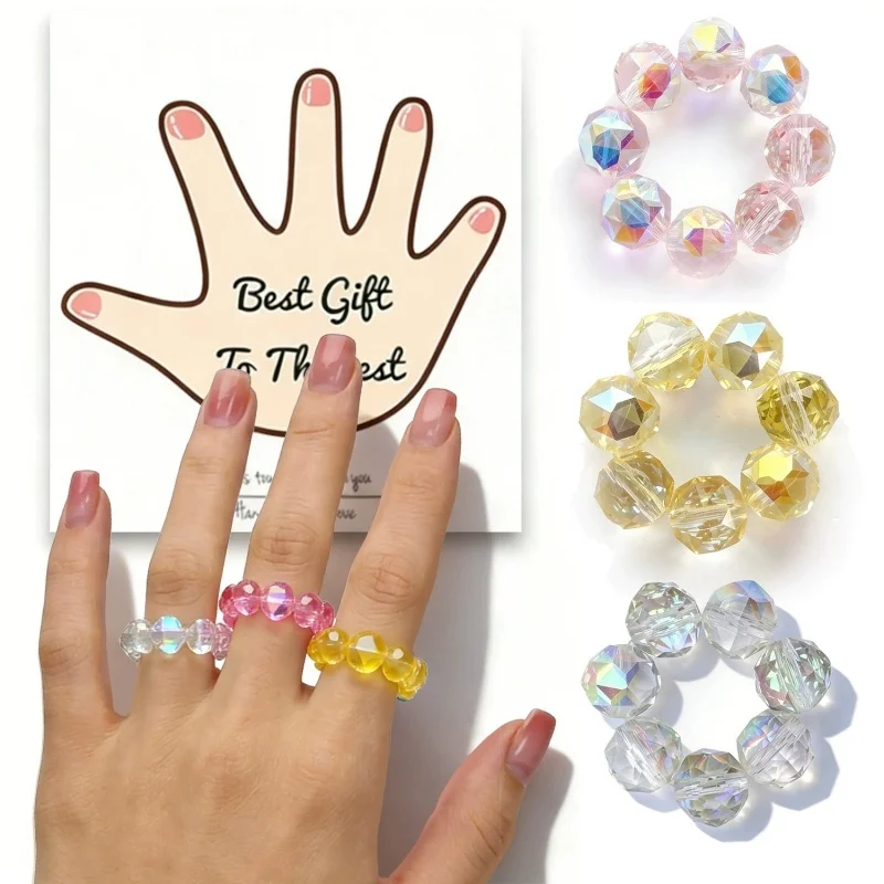 Crystal Acupressure Ring Beads Finger Massager Roller Stimulate Sensory Toy Acupressure Stress Relief for Finger Decoration Gift