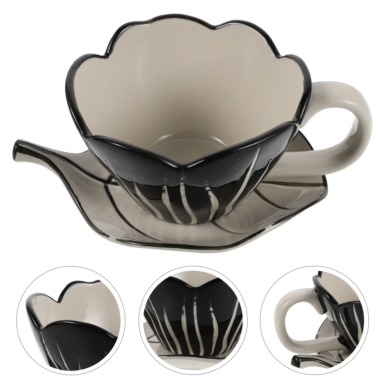 

1Set Ceramic Coffee Mug Saucer Hand-Painted Tulip Flower Design Floral Girly 11 Oz Latte Tea Cup for Office Home Cafe Decor