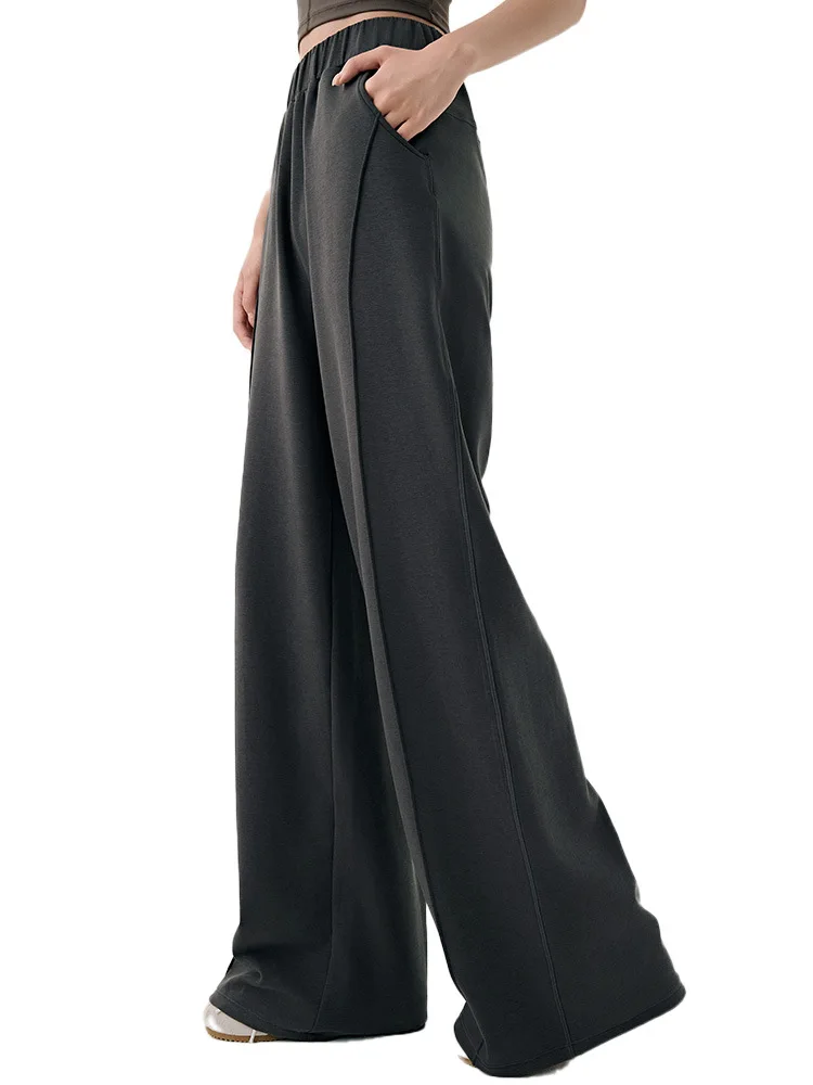 Women's Warm Straight Pants Winter Plus-fleece Wide Leg Trousers loose Casual Sports Pants Woman clothes street style