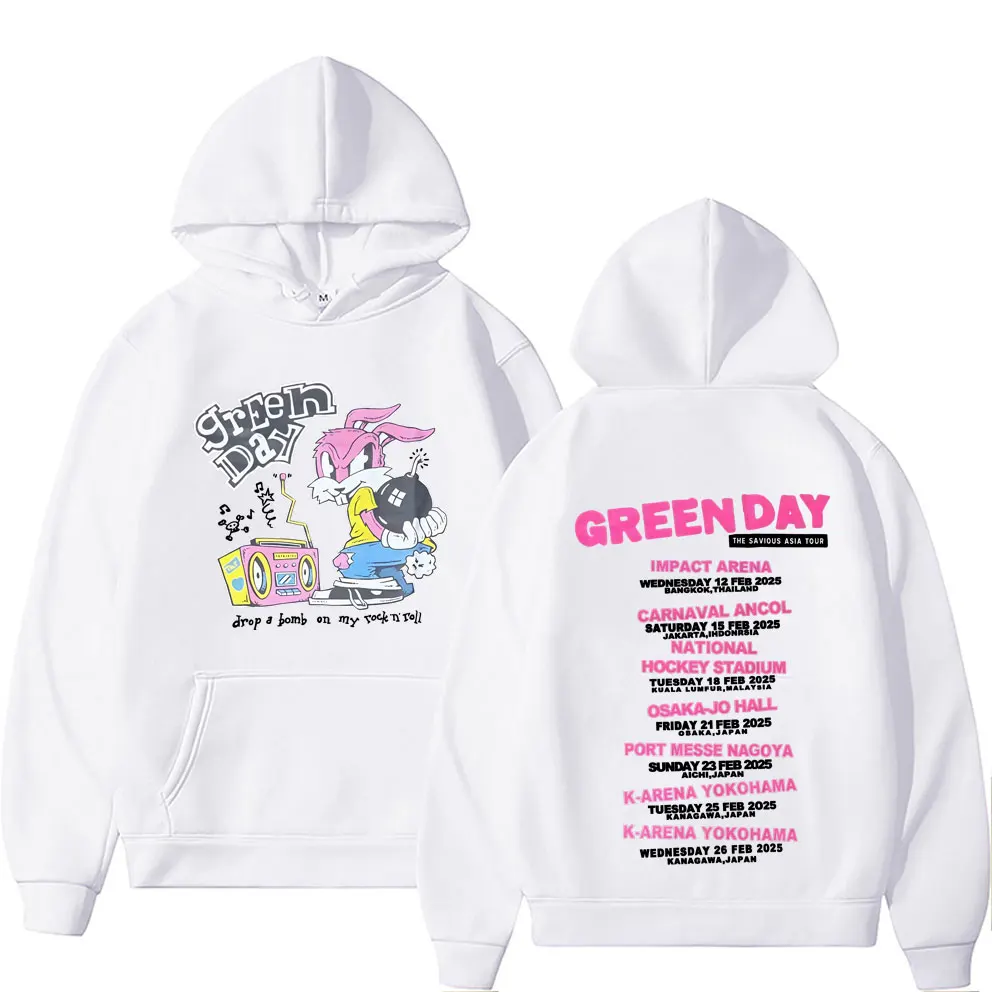 Punk Band Green Day The Savious Asia Tour Hoodie Men Women Cartoon Rock Oversized Pullover Men's Fashion Fleece Cotton Hoodies