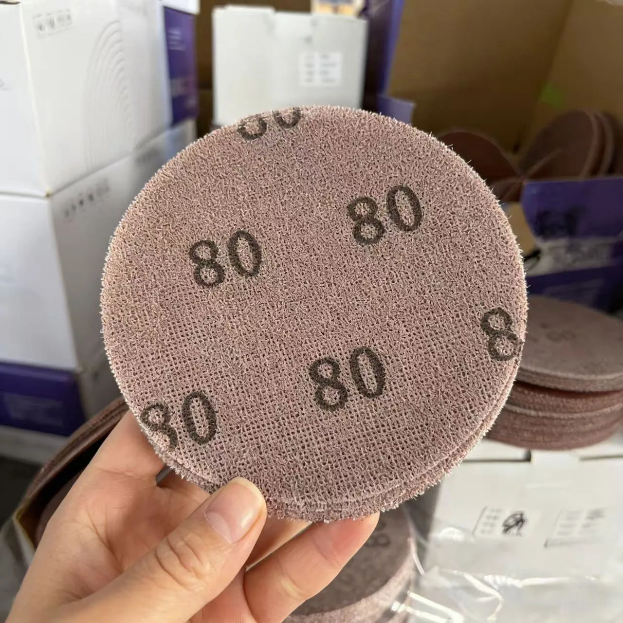 5-inch dry sanding net, car dust-free sanding leather, round flocked dry sanding paper grid sanding paper sheet
