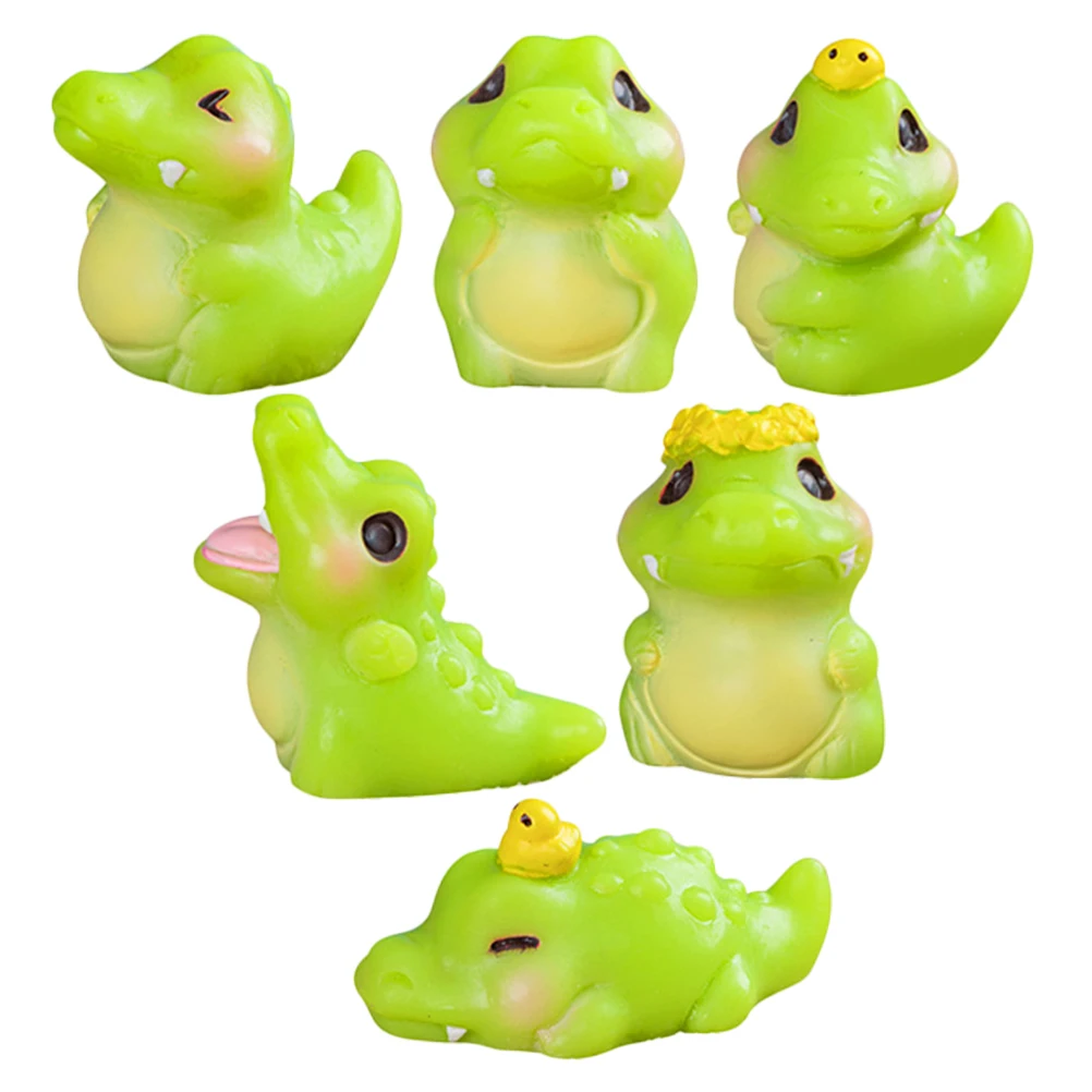 

6 Pcs Small Crocodile Decoration Dinosaur Birthday Party Supplies Favors Funny Bulk Dinosaurs Green