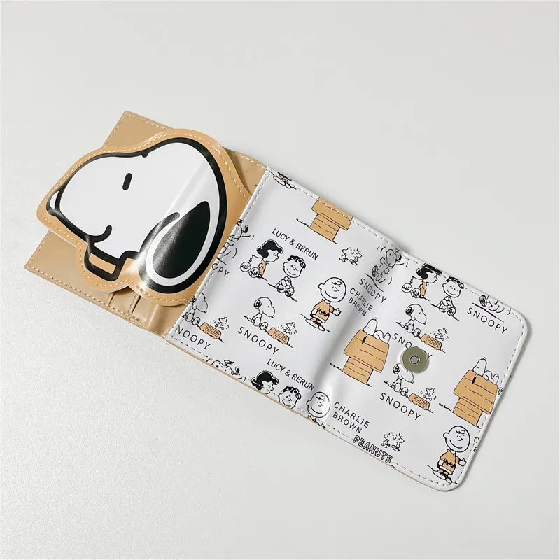 Snoopy Short Wallet Cute Cartoon PU Leather Coin Purse Zipper Card Holder Organizer Casual Daily Money Organizer Students Gift view 5