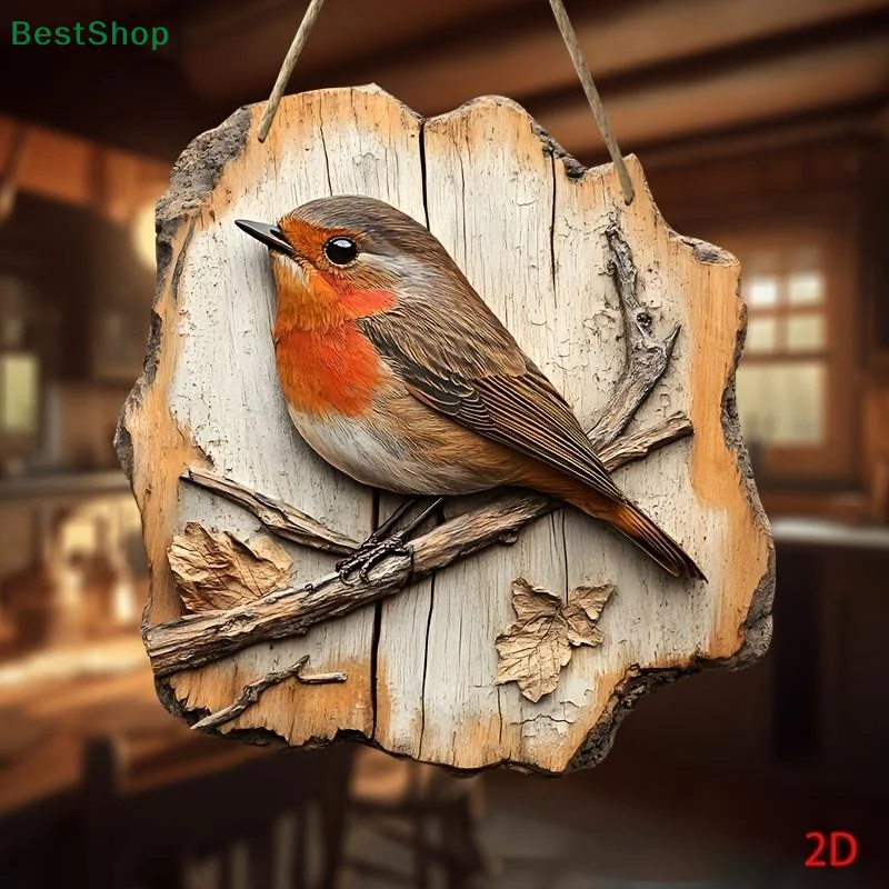 1pc Vintage 2D Bird Wooden Signage 8in Farmhouse Wall Decoration Garden Flower Bird Market Porch Home Photo Background