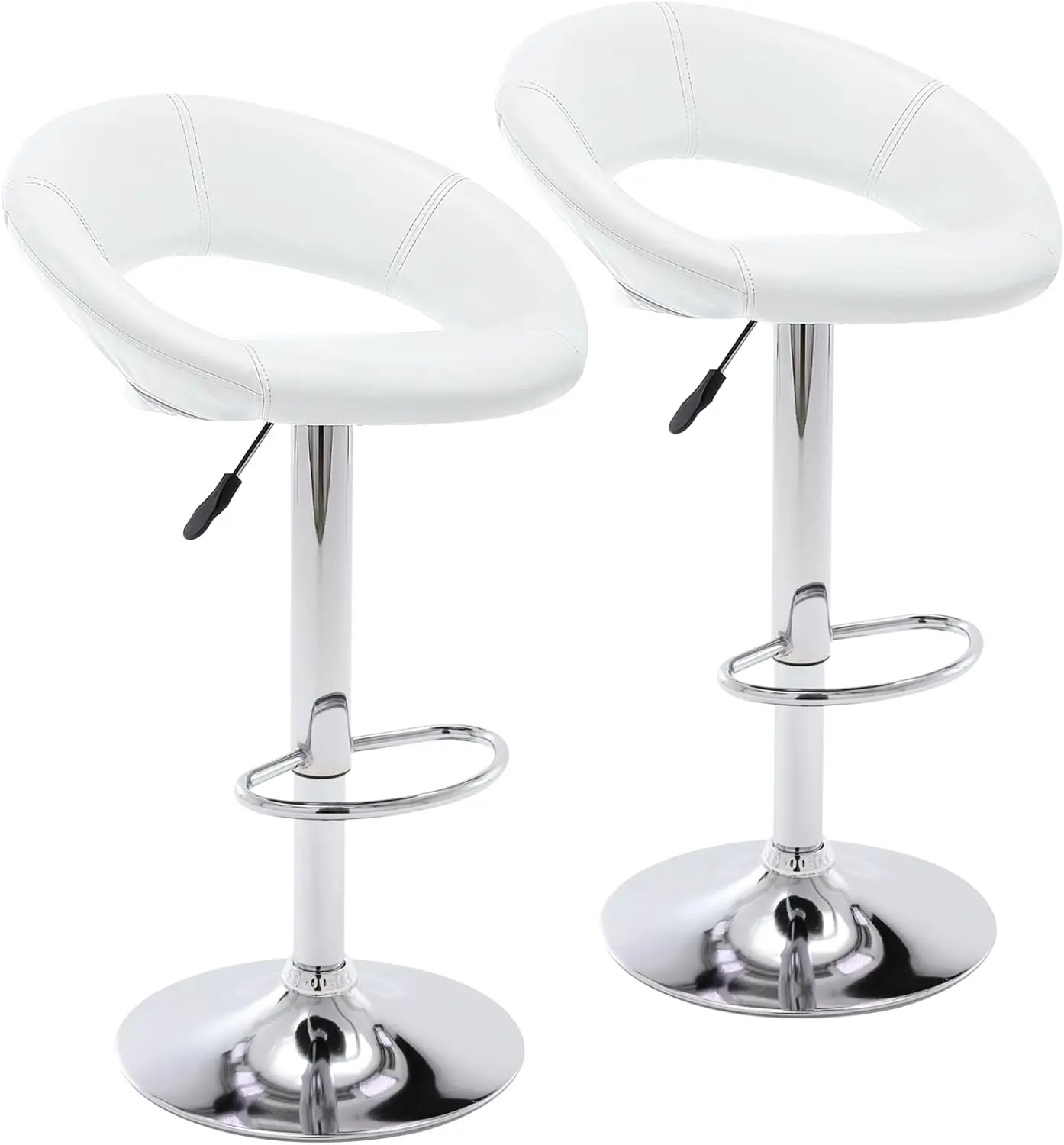 Direct Adjustable Bar Stools, Modern Cute PU Leather Swivel Barstools with Hollow Back, Airlift Counter Height