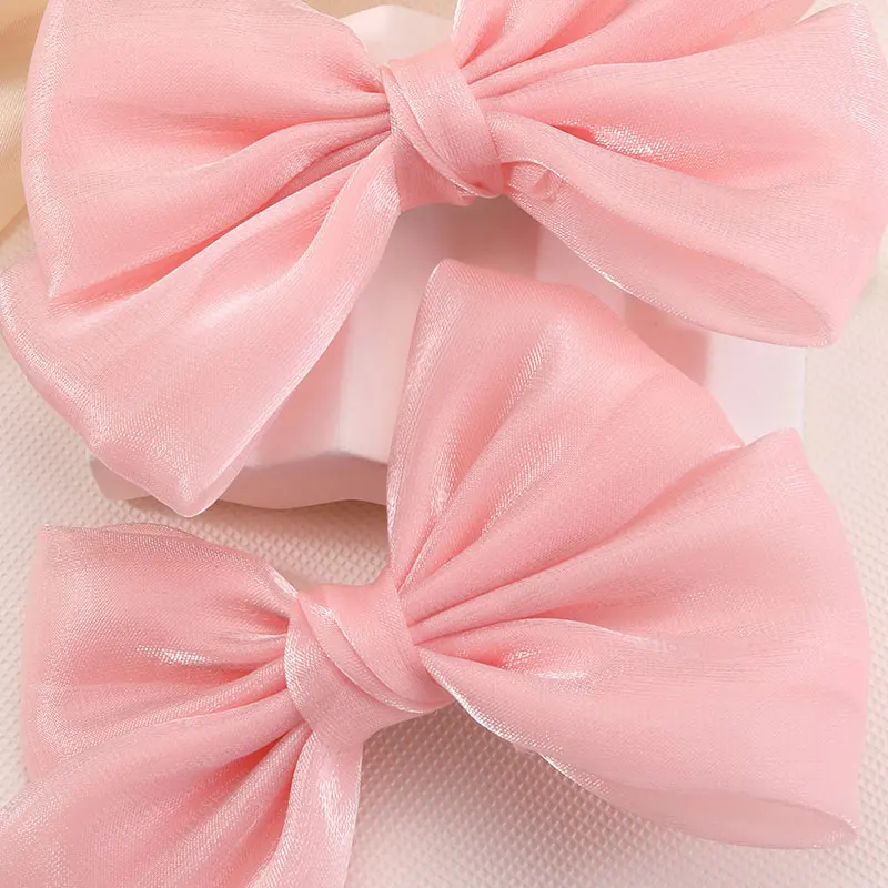 2Pcs Shinng Dot Hair Bow Clips For Kids Sweet Girls Pink Lace Hairpin Children Headwear Hairgrip Barrettes Hair Accessories