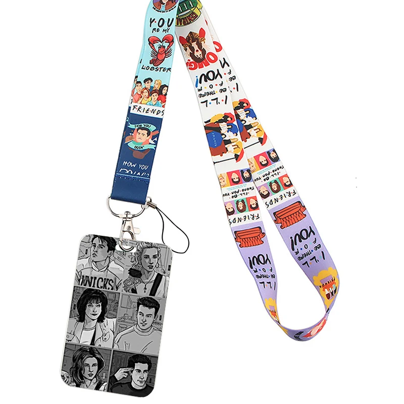 Animation Fashion Friends TV Show Lanyard Credit Card ID Holder Bag Student Women Travel Card Cover Badge Car Keychain