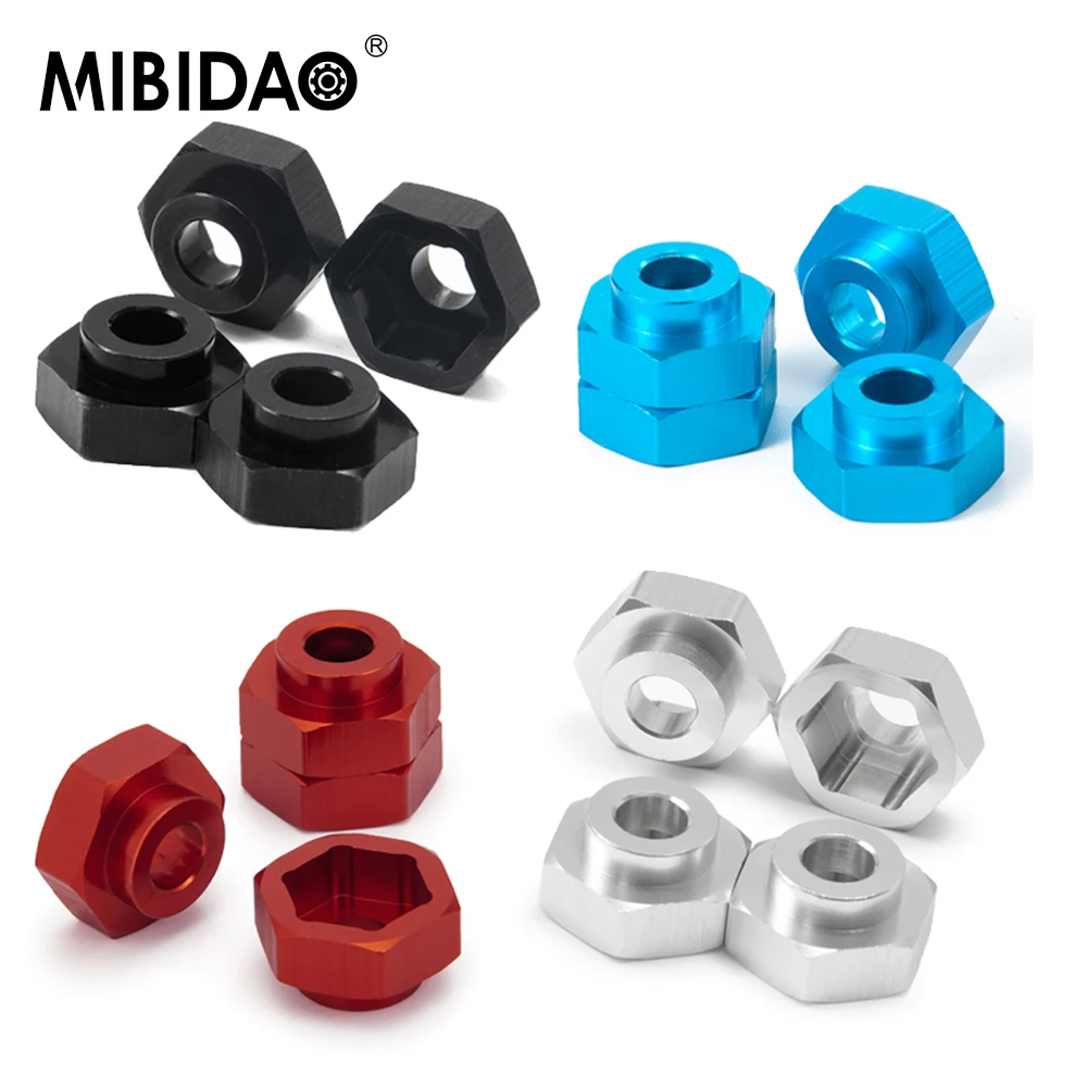 

MIBIDAO 4Pcs 12mm Conversion to 17mm Wheel Hex Hub Extended Adapters 5mm for 1/10 RC Crawler Car Upgrade Parts Accessories