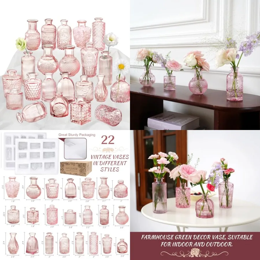 

Glass Bud Vase Set of 22, Small Vases for Flowers, Glass Vases for Centerpieces, Mini Bud Vases in Bulk Rustic Wedding Decorati