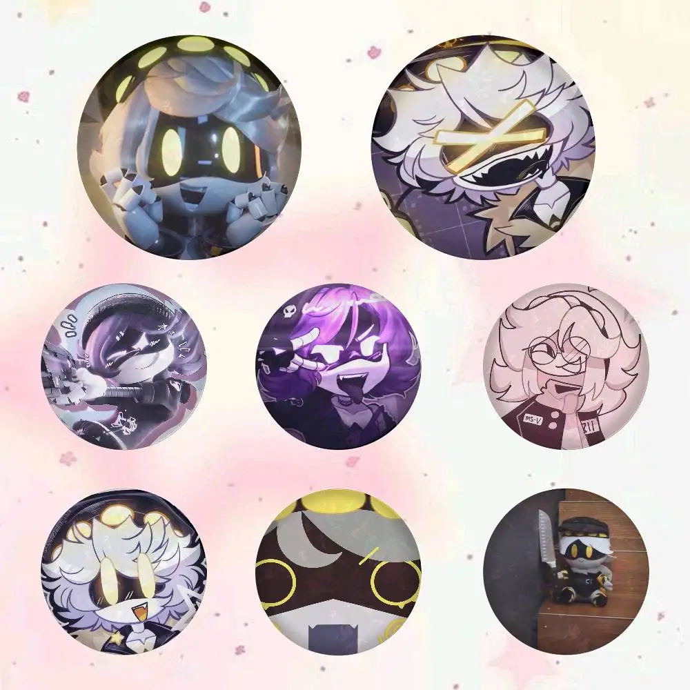 Horror Anime Murder Drones Snap-in Pins Cartoon Character Round Creative Brooches For Backpack Accessories Jewelry Gifts