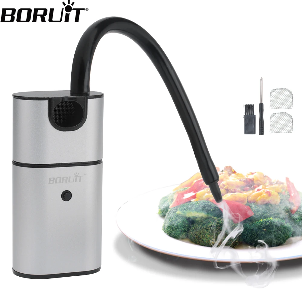 BORUiT SK302 Smoke Infuser Portable Molecular Cuisine Machine Food Smoke Generator Meat Burn Bar Smokehouse Cook Smoking Gun