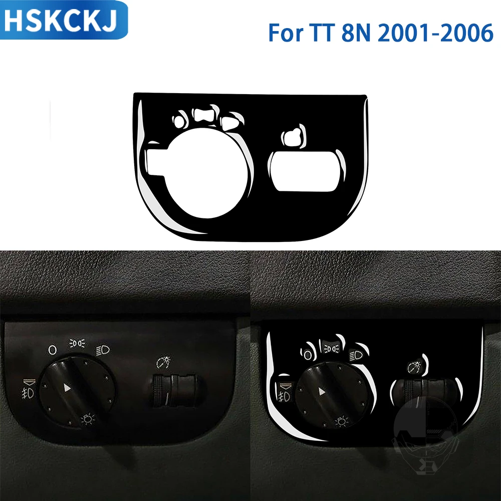 For Audi TT 8N 2001 2002 2003 2004 2005 2006 Accessories Car Interior Headlight Switch Panel Sticker Gloss Black Plastic