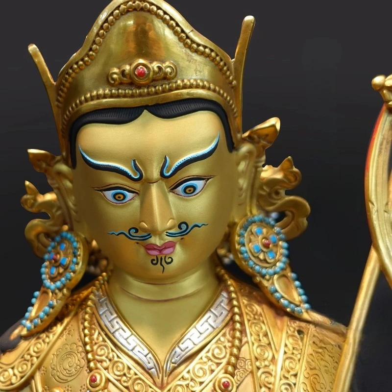 Picture 3: Nepal Tibet Craft Tibetan Vajrayana Golden Lotus Copper Handmade Carving Statue