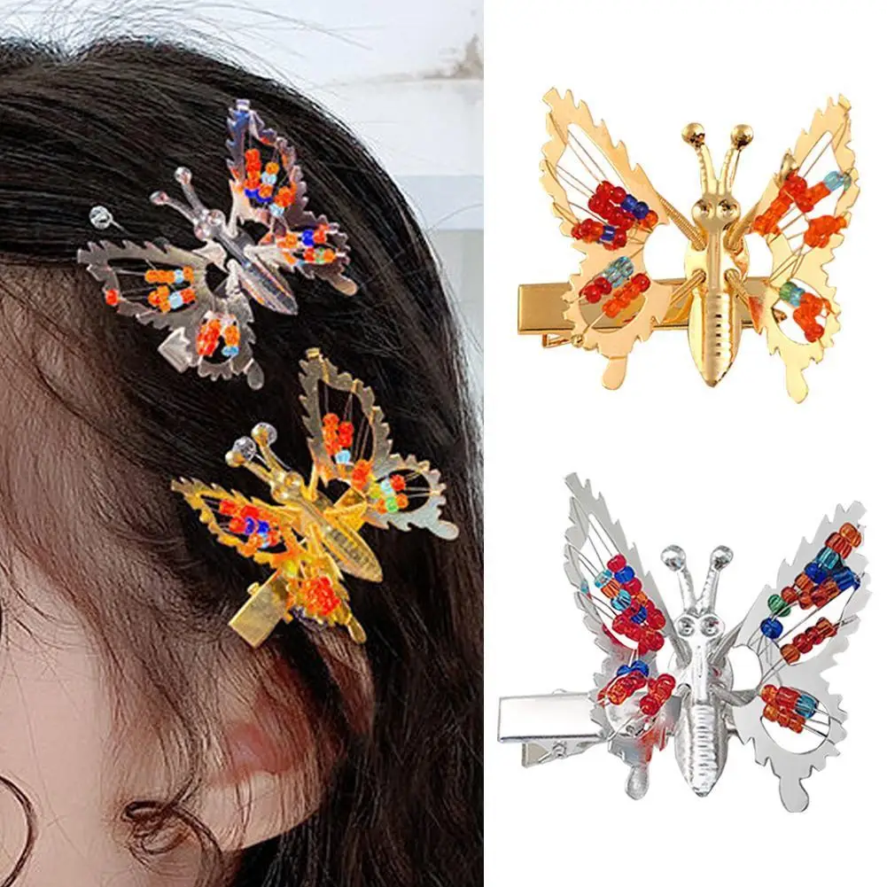 Lovely Children Metal Gold Hollow Butterfly Hairpins Girls Cute Shiny Moving Butterfly Hair Pins For Women Hair Clip Accessories