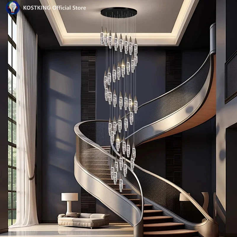 

Modern home decoration crystal chandelier, stair Pendant lamp, living room Pendant lights, interior lighting