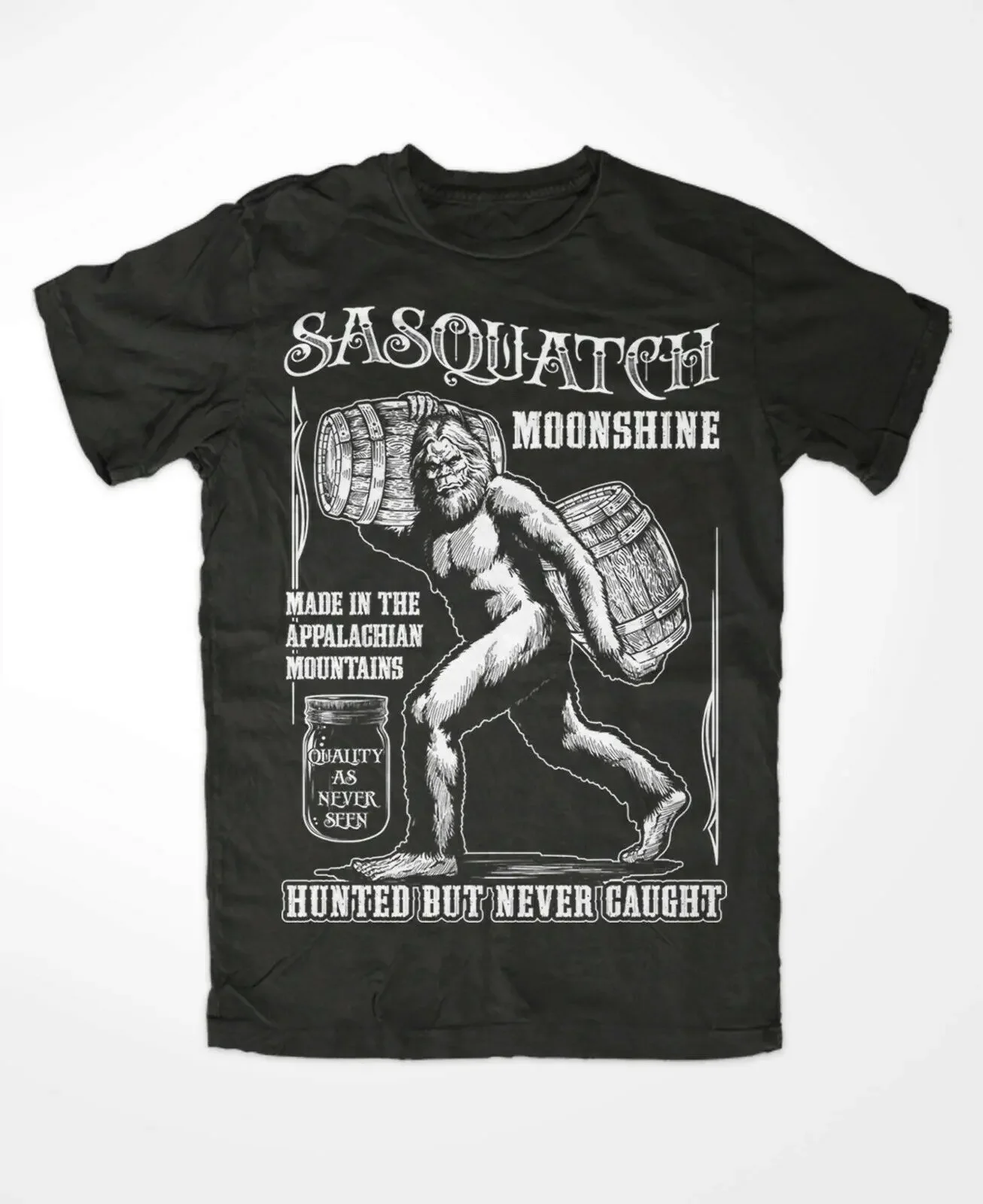 

Sasquatch Moonshine Express. Vintage Rebel Whiskey Rockabilly T-Shirt. Summer Cotton Short Sleeve O-Neck Mens T Shirt New S-3XL