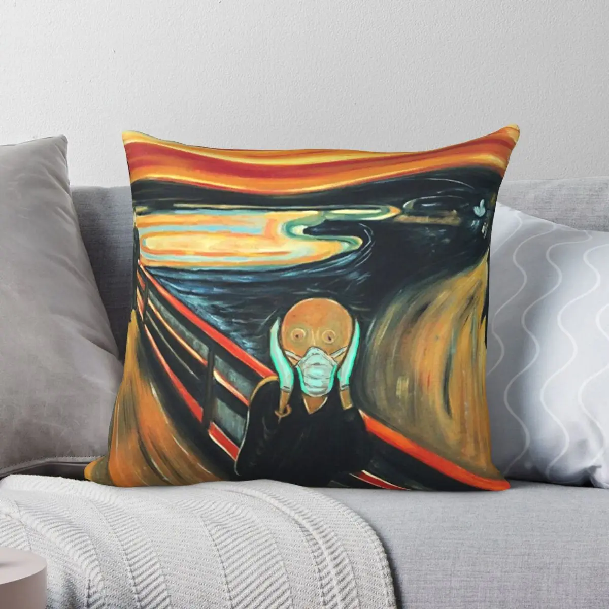 Safe Scream Pillowcase Polyester Linen Velvet Creative Zip Decorative Throw Pillow Case Car Cushion Cover