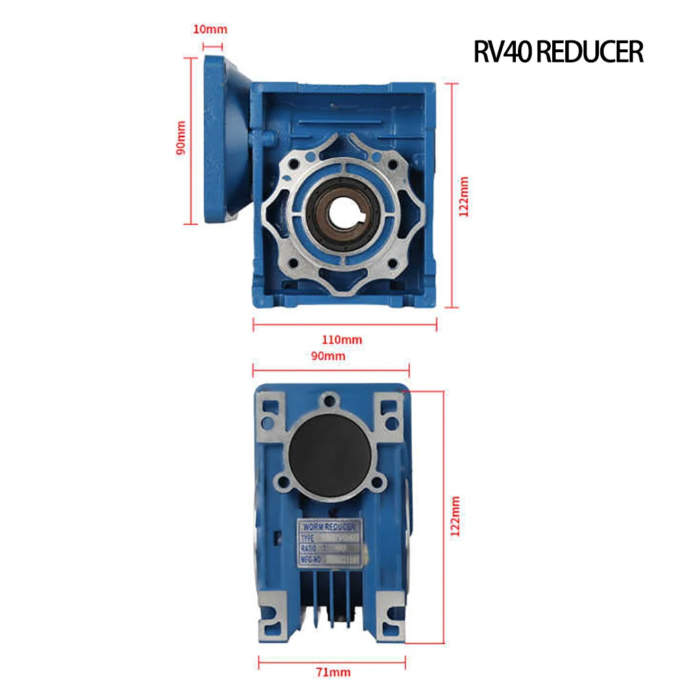 단일 출력 샤프트 RV40 가변 속도 CW CCW 고토크가 있는 12V 24V DC 웜기어 모터 60W NMRV40