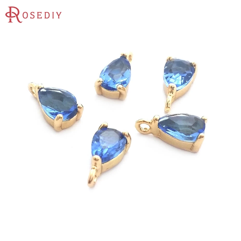 10PCS 4x6MM High Quality Champagne Gold Color Brass Drop Shape Charms Pendants Jewelry Earrings Findings Accessories