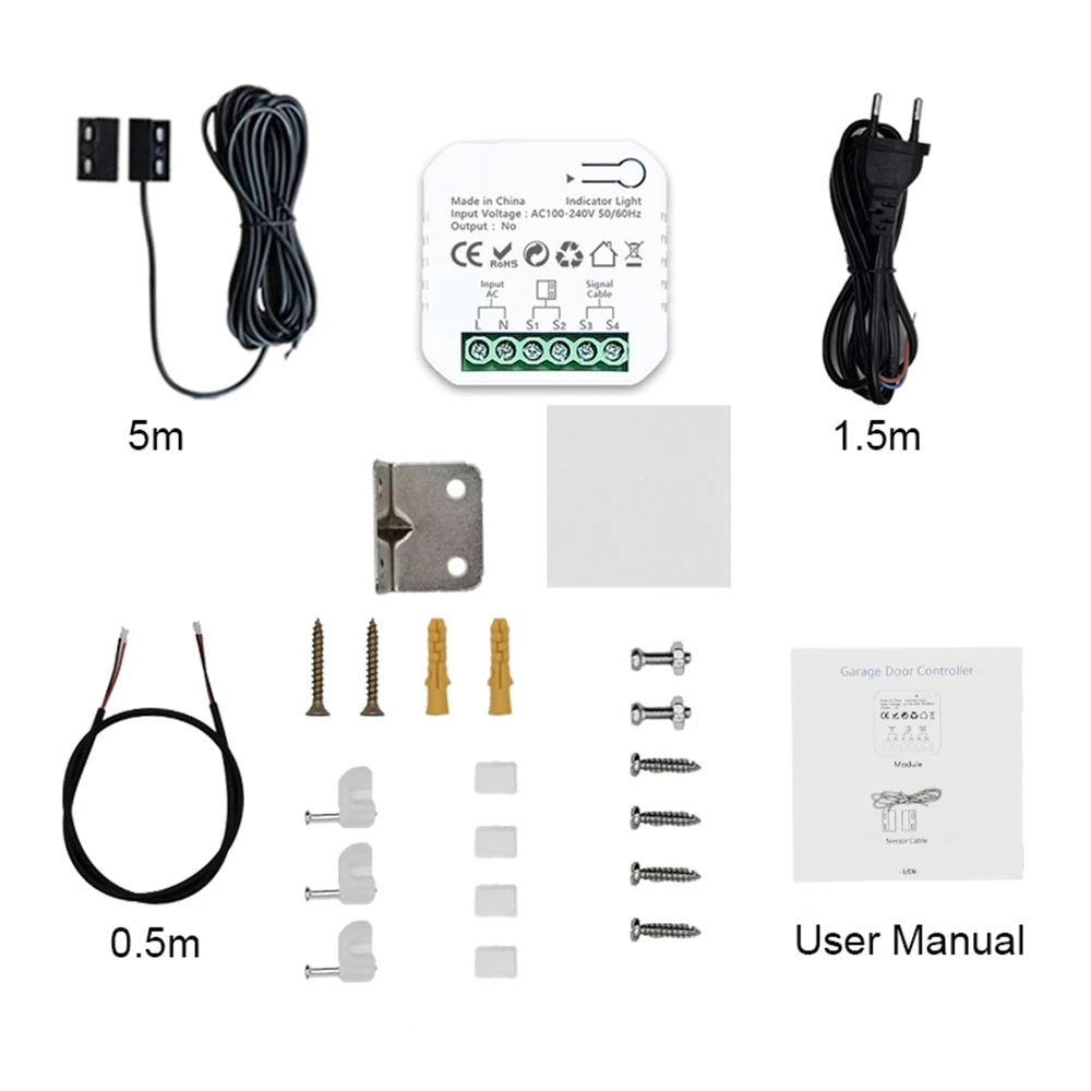 Controlador de apertura de puerta de garaje con WiFi, Monitor de contacto, Control remoto de seguridad, sin Hub, compatible con Alexa Home, Tuya Smart Life