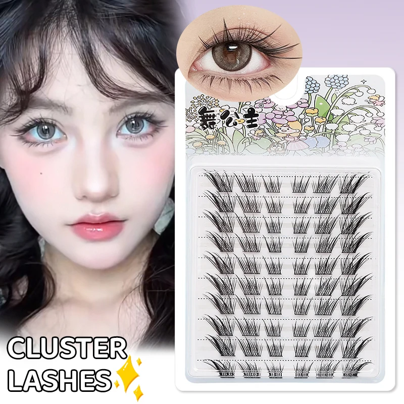 DINGSEN 10 Reihen Natürliche DIY Wimpernbüschel Einzelne Wimpern Anime Falsche Wimpernbüschel Handgefertigte Wimpernverlängerungs-Sets – Detail 2