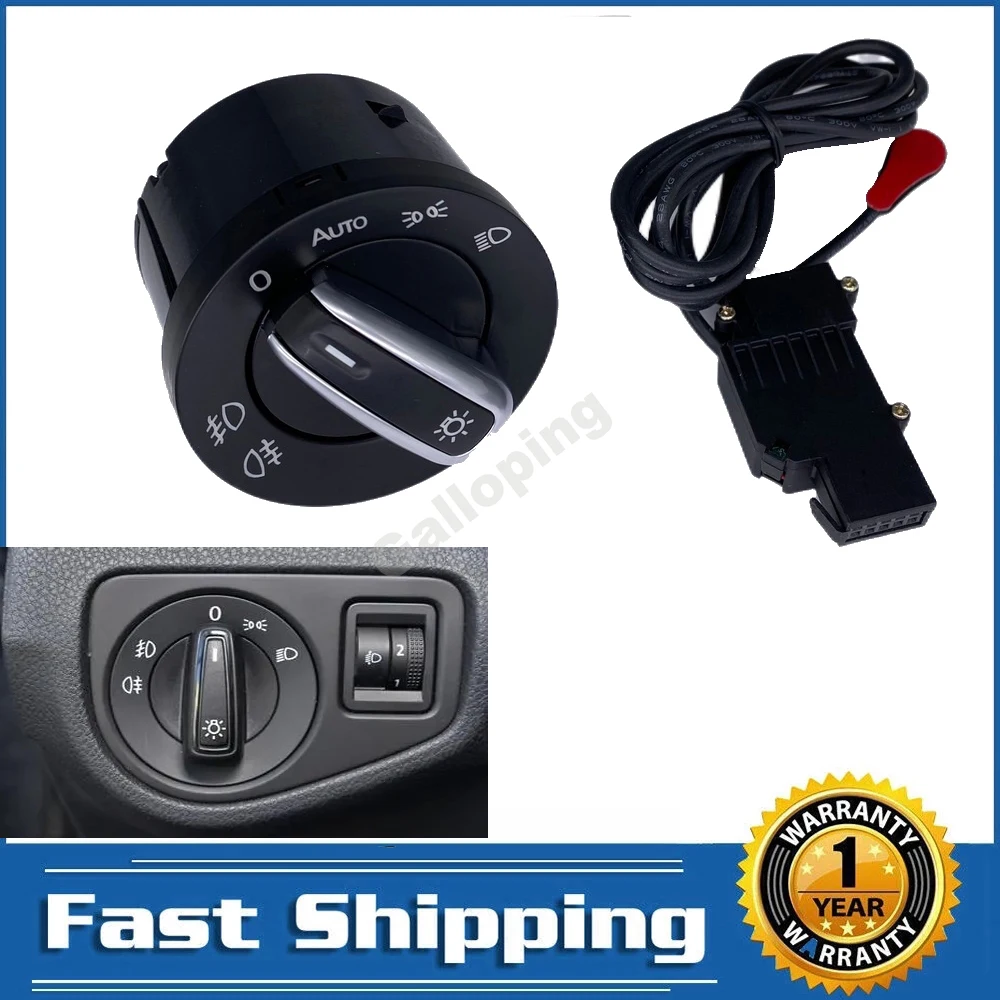 5ND941431B Car Auto Headlight Fog Light Control Switch Knob Button for Volkswagen Golf Caddy Jetta Tiguan Touran Passat CC