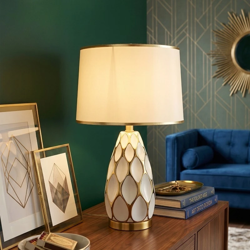 Light luxury simple ceramic desk lamp living room bedroom atmosphere bedside lamp