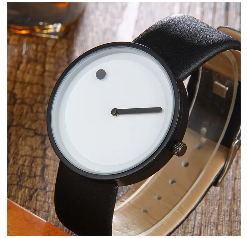 Fashion Creative Dot and Line Watches Men Watches Simple Stylish Leather Band Quartz Watches Casual Men Watches reloj hombre