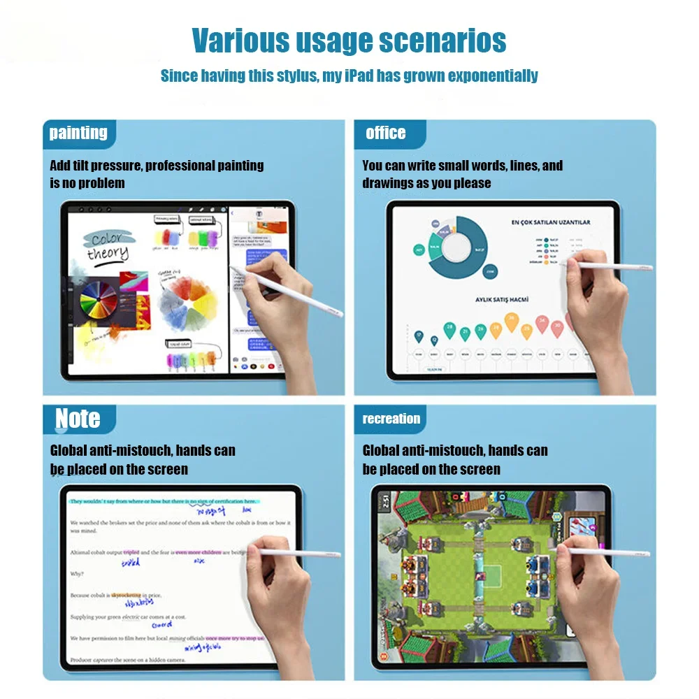 For iPad Pencil Palm Rejection Stylus Apple Pencil For iPad Accessories 2022 2021 2020 2019 2018 Pro Air Mini Capacitive Stylus