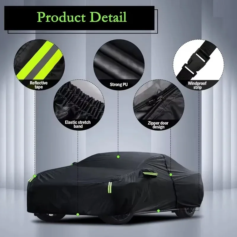 For Leapmotor B10 Car Covers Outdoor Waterproof Sun Rain Snow Protection UV Car Zipper Design Car Cover Accessories 4
