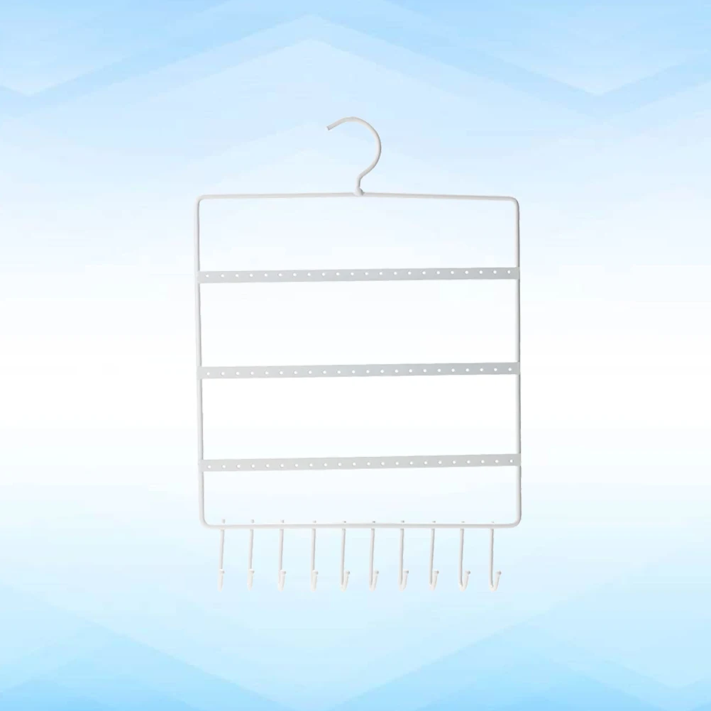 Stojak na kolczyki, 3-poziomowy, metalowy, wolnostojący lub do montażu na ścianie, organizer na biżuterię dla kobiet, biały.