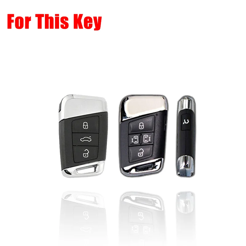 Zinc Alloy TPU Car Remote Smart Key Fob Case Cover Holder Bag With Keychain For VW Tiguan MK2 Magotan Passat B8 CC Skoda Superb