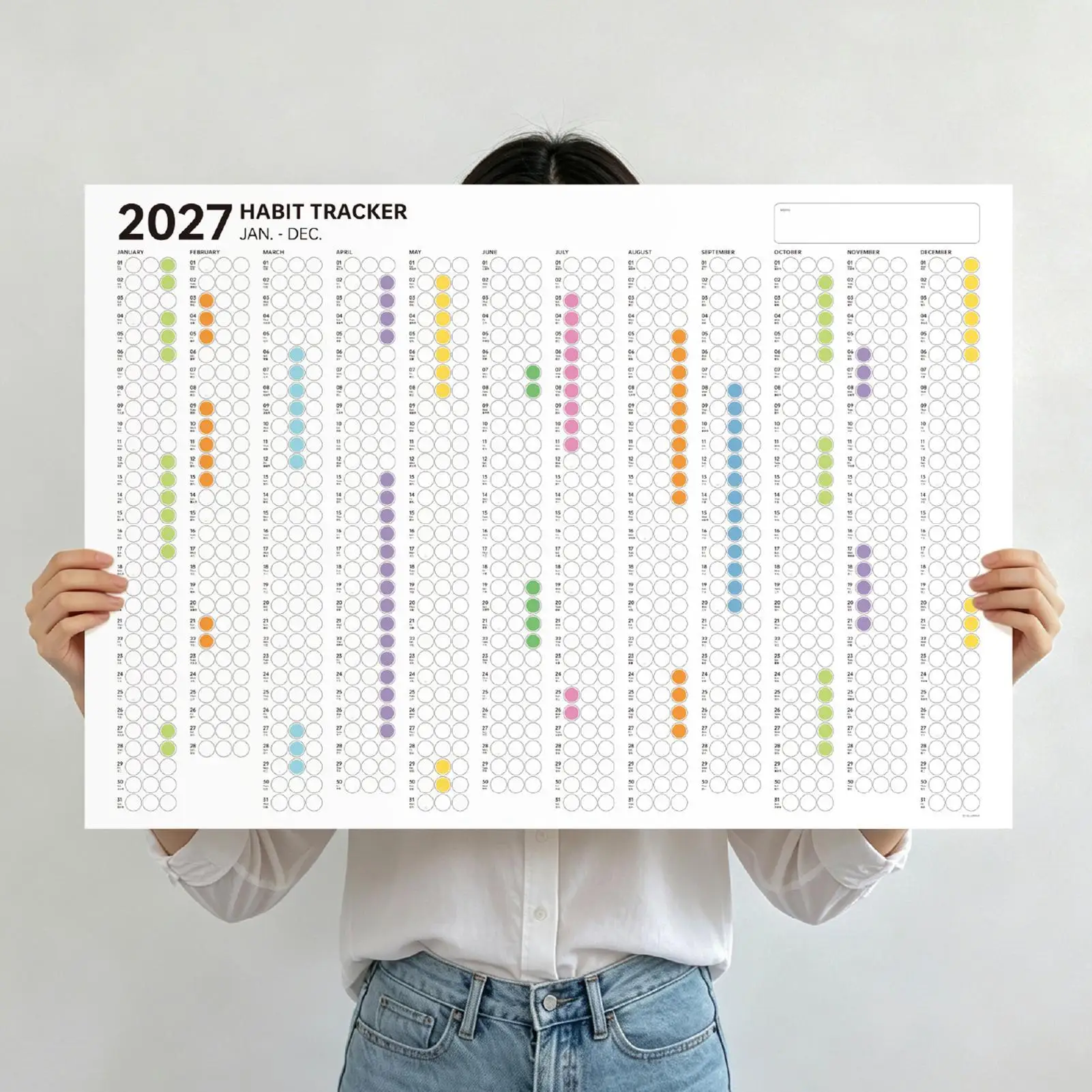 Habit Tracker Calendar 2027 Monthly Visual Wall Calendar With Dot Sticker Habit Tracker Journal For Home Apartment School