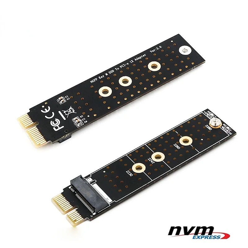 NGFF(M.2) Nvme M Key SSD to PCI-E 1X Adapter Vertical Installation for PCIe X1/x4/x8/x16 Slot