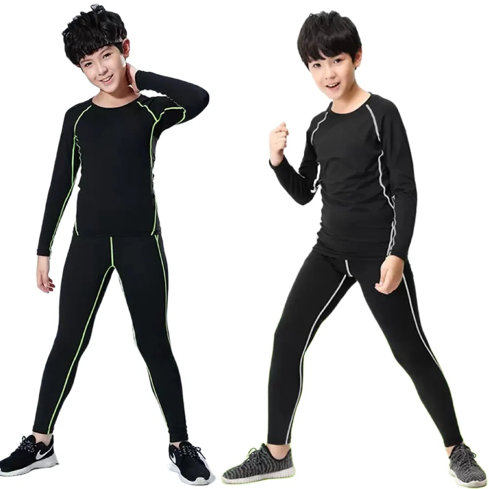 أطفال رياضة الجري مجموعة الصبي الركض كرة السلة الملابس الداخلية الرياضية رداء ضيق للجيم تنفس كرة القدم رياضية التدريب الملابس #1