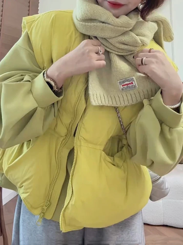 

Women's Thiened Svel Vest Outerwear Loose Fit Korean Sle Autumn Winter Cotton Jaet Small Size Warmth Faion