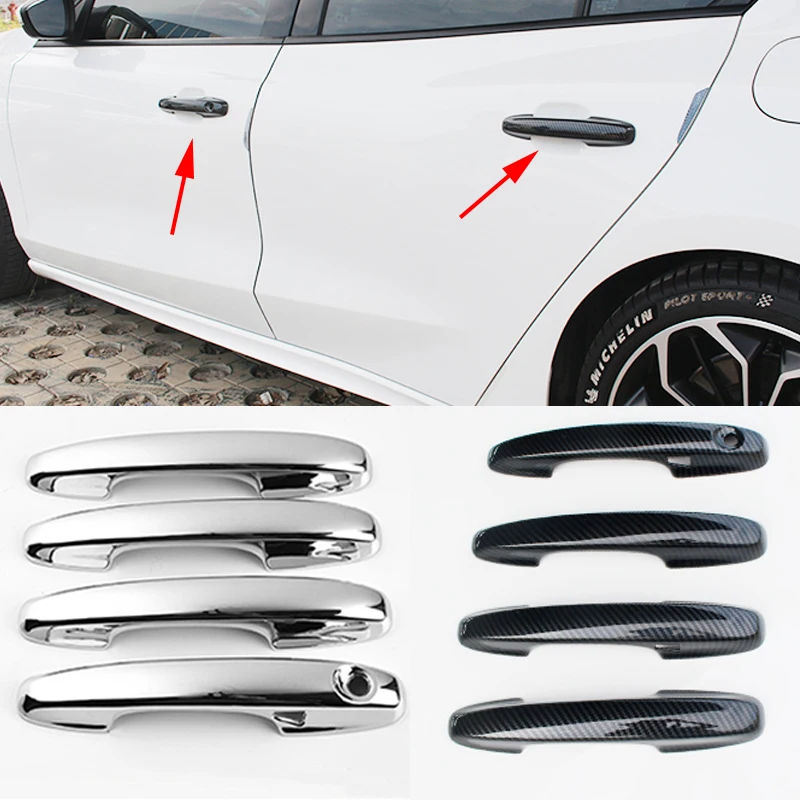 4 Pcs Black/Silver Car Door Handle Cover Catch Cap Decoration Trim For Ford Focus MK2 MK3 C-Max Escape Kuga 2013-2018