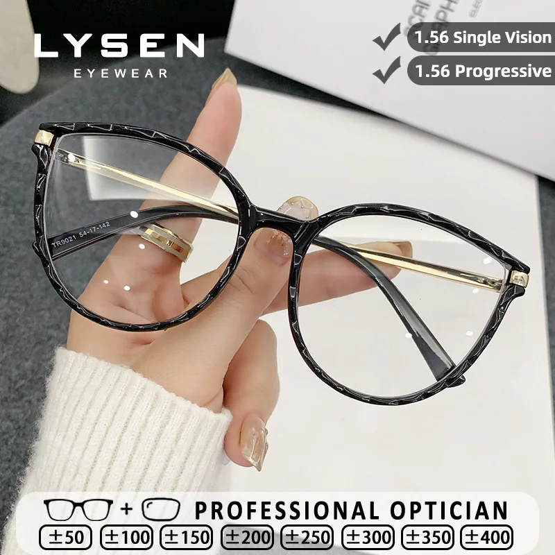 

LYSEN Casual Women Butterfly Myopia Glasses Anti Blue Light Reading Glasses New Anti-Reflective Progressive Prescription Glasses