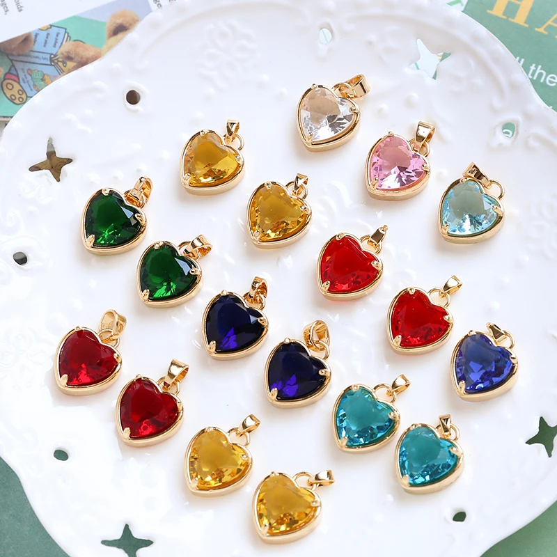 4pcs Retro High-profile Mori Color Zirconium Love Pendant Diy Handmade Jewelry Necklace Earrings Accessories Material Charms