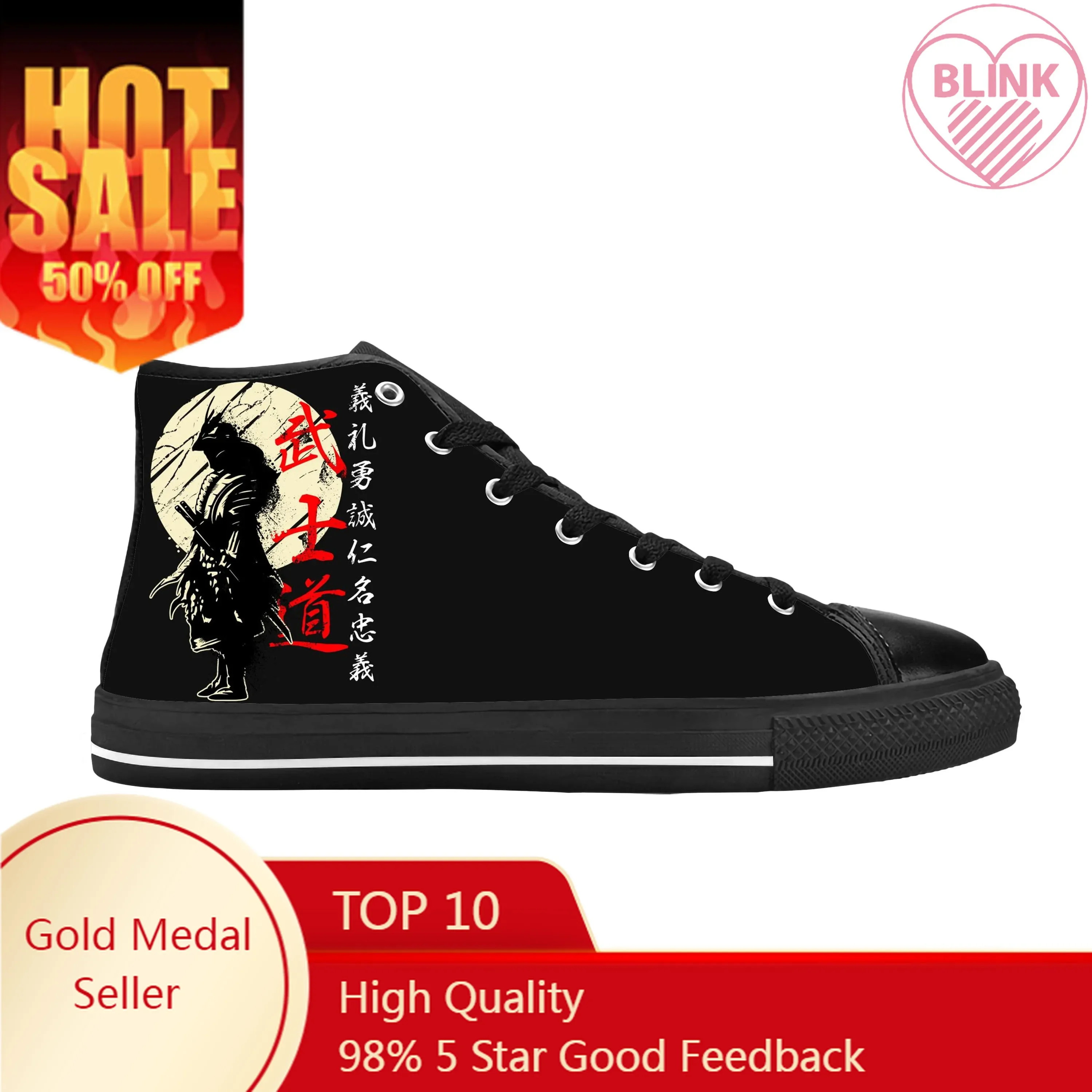 

Hot Bushido Samurai Spirit Warrior Japanese Anime Casual Cloth Shoes High Top Comfortable Breathable 3D Print Men Women Sneakers