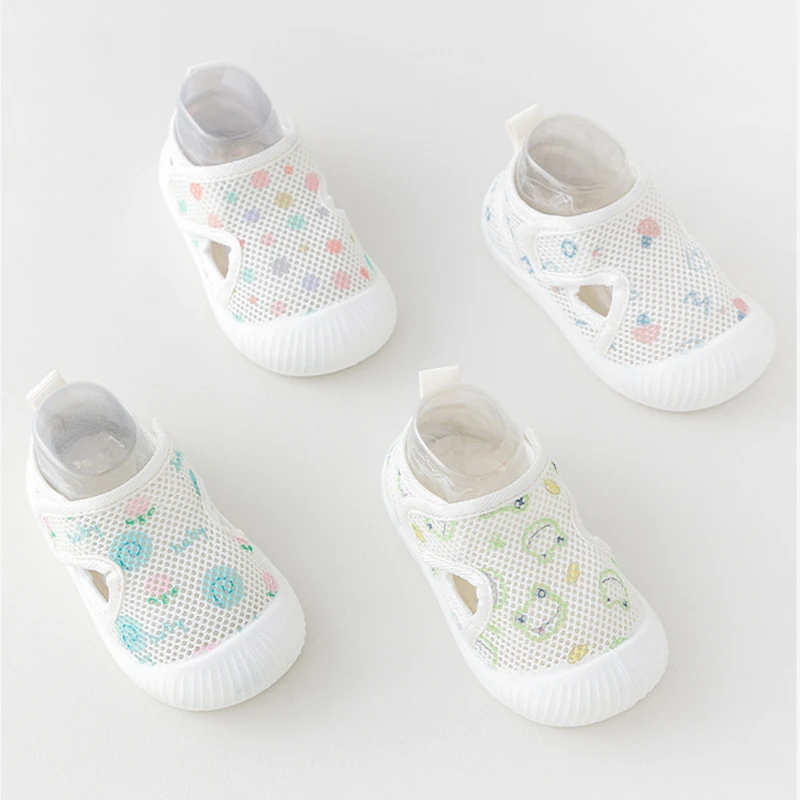 

Лето 202, детские сандалии, сетчатые дышащие нескользящие первые ходунки для малышей, легкая детская обувь без шнуровки