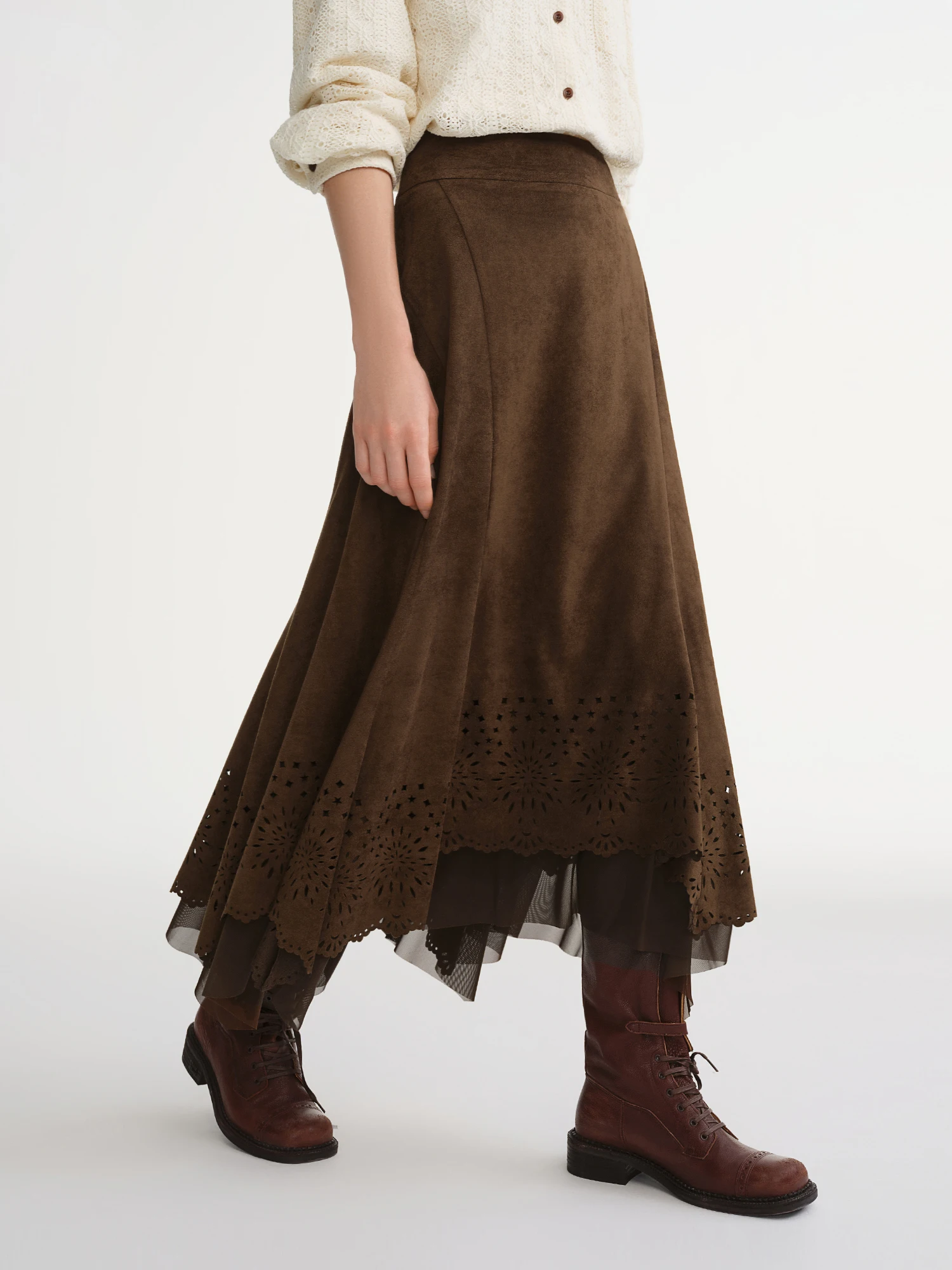 DUSHU ملابس نسائية رائعة بمقاسات كبيرة تنورة نصف مخملية مقصوصة للإغراء نصف تنورة عصرية متعددة الاستخدامات