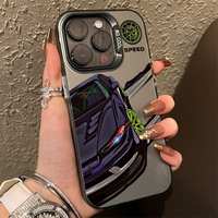 Fashionable Car Print Anti-Drop Phone Case For iPhone 13 14 11 12 15 16 Pro Max 7 8 Plus X XR XS Colored Silver IMD Hard Cover