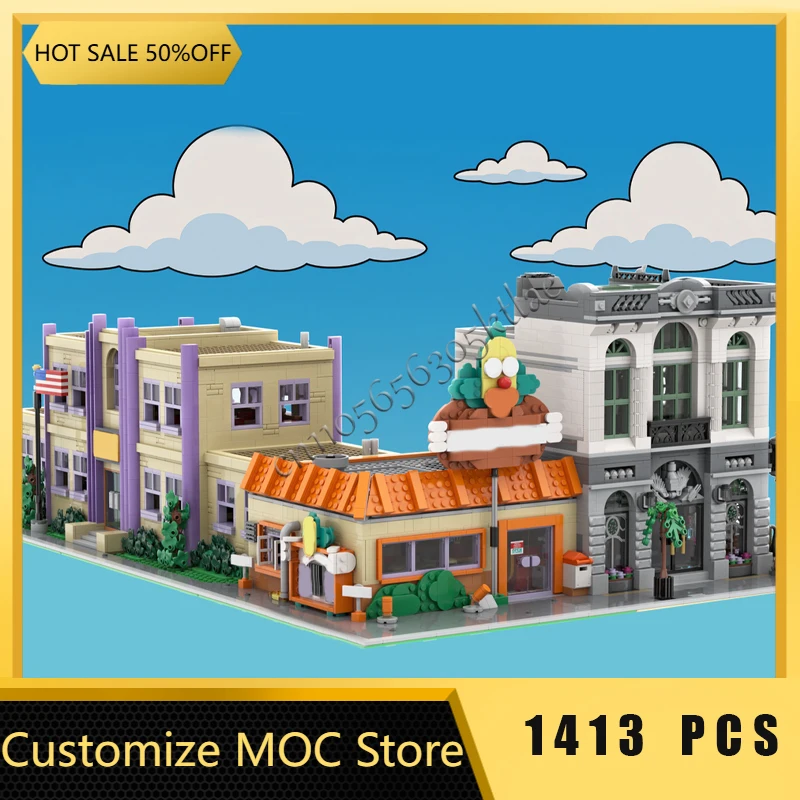 1413 قطعة نموذج مطعم برغر مع تصميم كرتوني وحدات اللبنات الاطفال الجمعية عرض اللعب مهرجان مفاجأة هدية #4