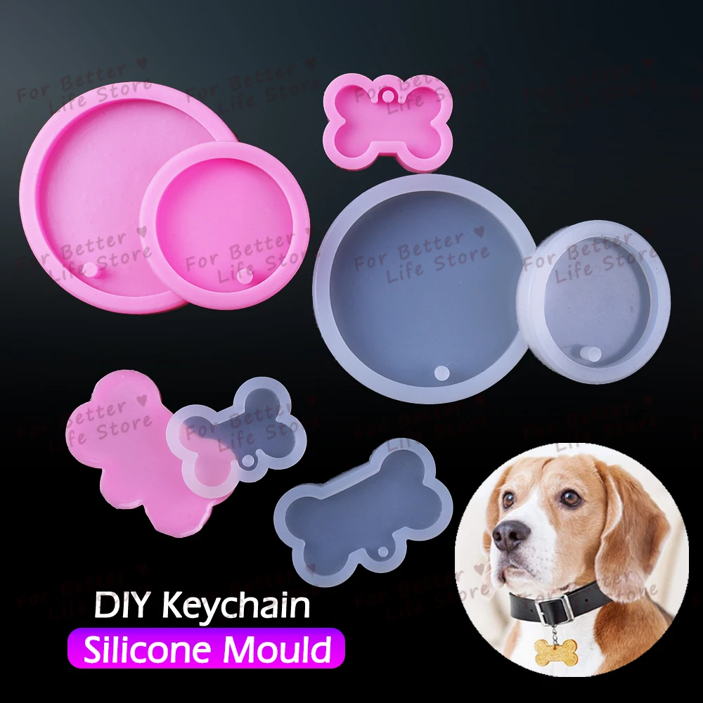 1Pcs DIY Dog Tag Bone Shaped Keychain Casting Soft Silicone Mould  Crafts Key Chain Pendant Making Tools Crystal Epoxy Resin