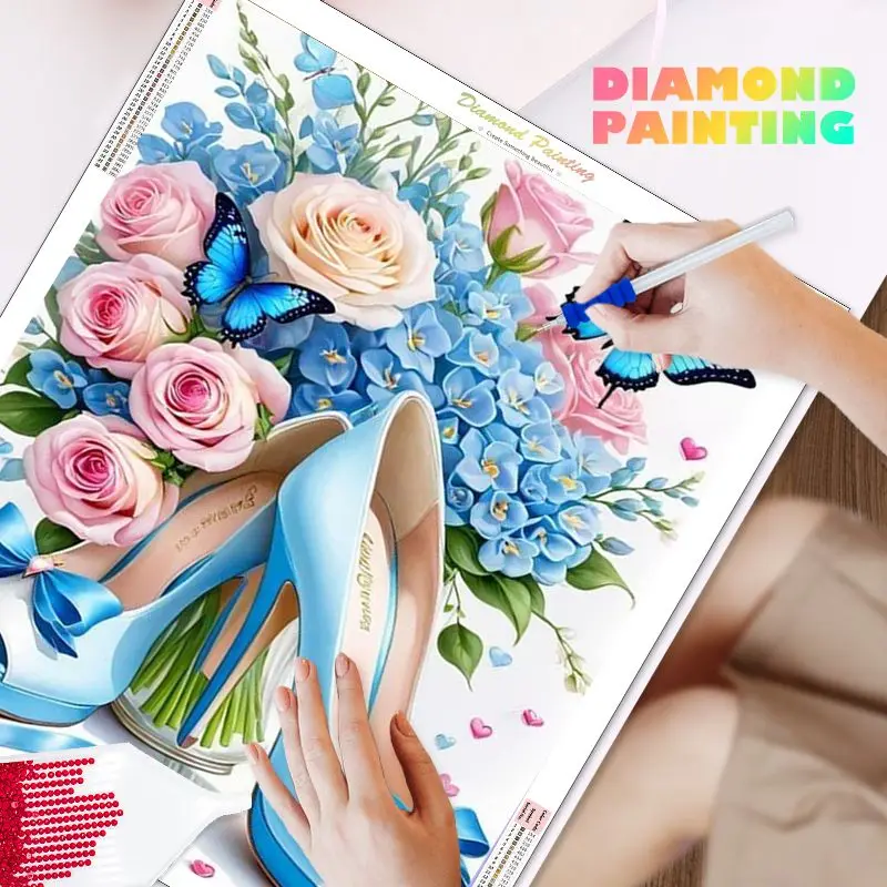 

CHENISTORY Diamond Painting Kit Butterfly High Heels Scenery DIY Diamond Mosaic Sale Fall Home Decoration Pictures Of Rhinestone