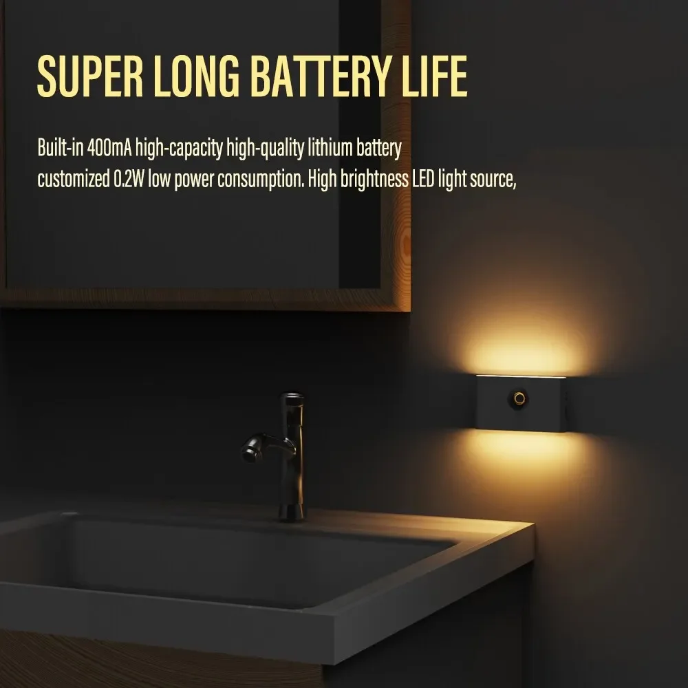 USB Charging Smart Motion Sensor Wall Light 3 Mode LED Smart Sensor Night Light Wireless For Bedroom Corridor Cabinet Lighting